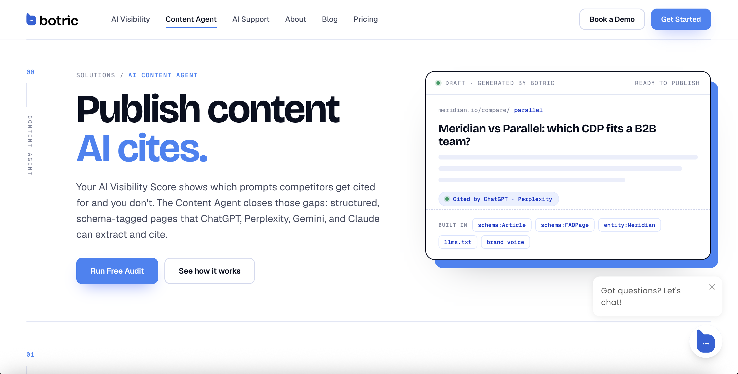 Botric Content Agent generating GEO-optimized blog content