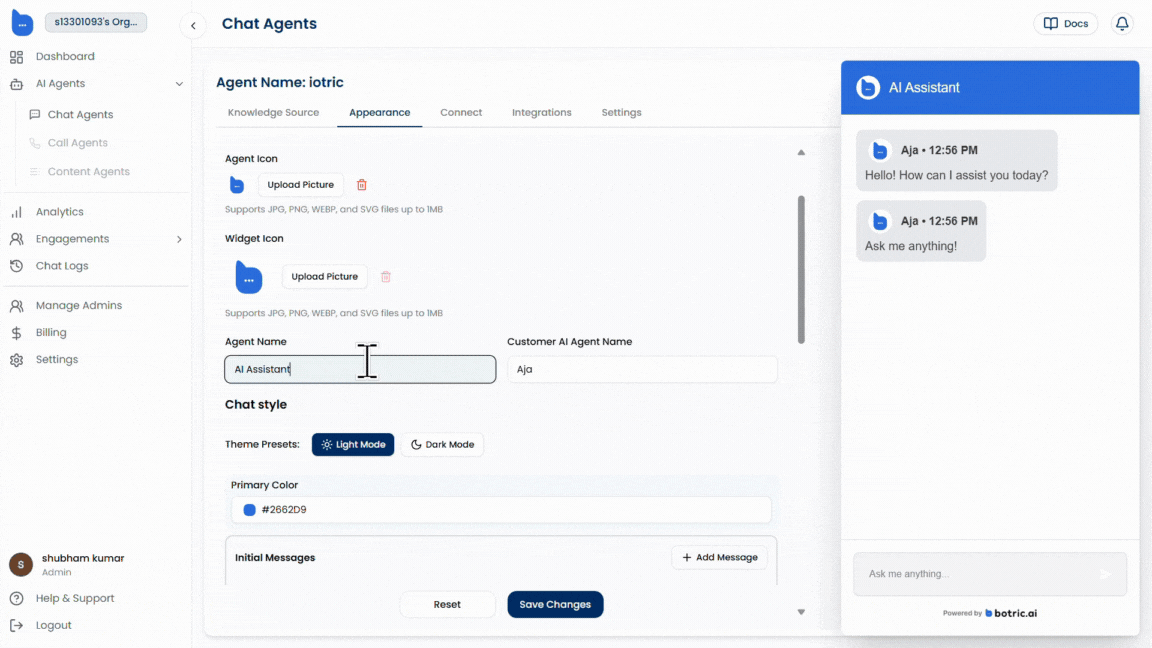 Customize Appearance of Your AI Agent