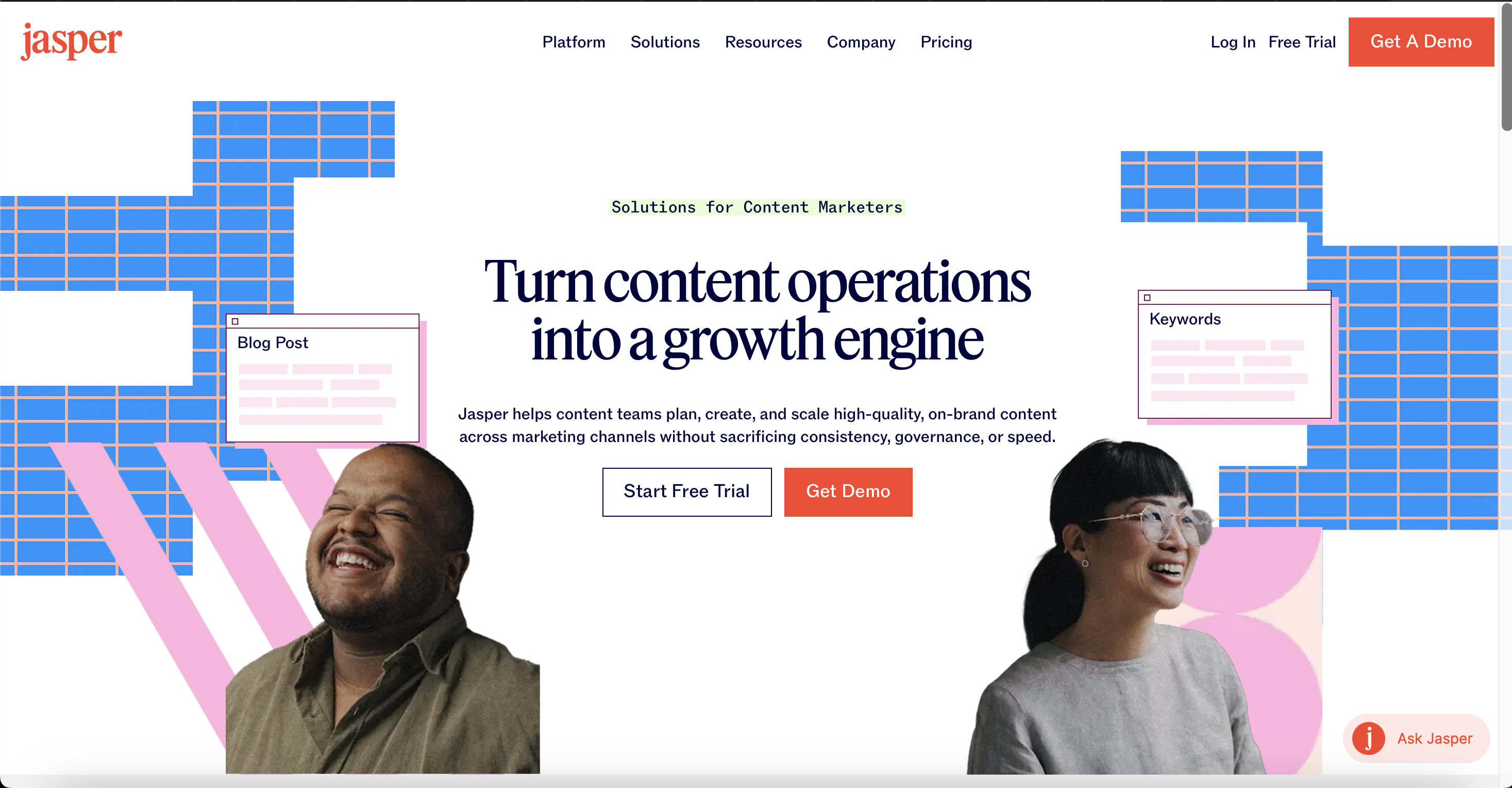 Jasper content writer interface with brand voice controls